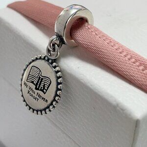 Pandora We Will Never Forget Memorial 9/11 Exclusive Dangle Charm Pendant